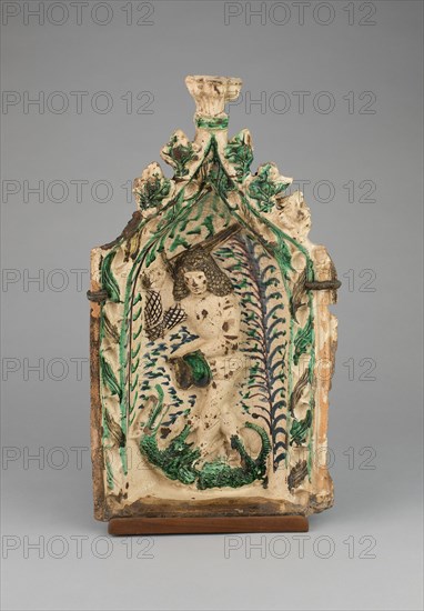 Stove Tile with Saint George and the Dragon, Germany, 1475/1500. Creator: Unknown.