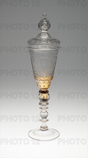 Wine Glass and Cover, Bohemia, Early 18th century. Creator: Bohemia Glass.