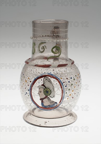 Jug with the Head of a Woman, Bohemia, 1597. Creator: Bohemia Glass.