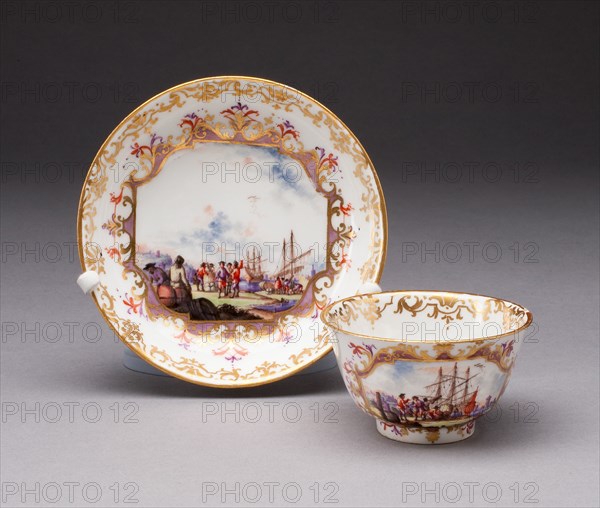 Tea Bowl and Saucer, Meissen, 1730/35. Creator: Meissen Porcelain.