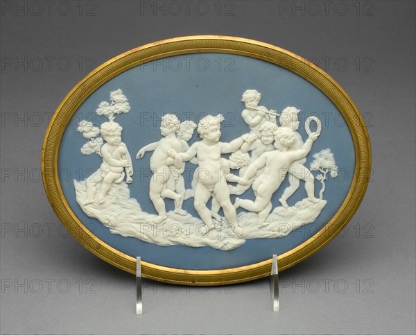 Plaque with Boys Playing, Burslem, 1769/80. Creator: Wedgwood.