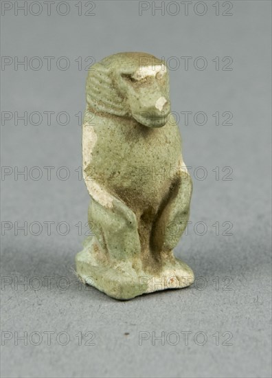 Amulet of the God Thoth as a Seated Baboon, Egypt, Late Period, Dynasties 26-31 (664-332 BCE). Creator: Unknown.