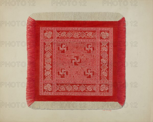 Red and White Napkin, c. 1941. Creator: Merkley, Arthur G..