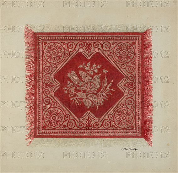 Red and White Table Napkin, c. 1939. Creator: Merkley, Arthur G..