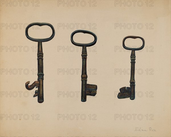 Keys to John Marshall House, c. 1937. Creator: Edna C. Rex.