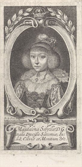 Princess Magdalene Sibylle of Saxony (1617-1668), Duchess of Saxe-Altenburg, c. 1647-1648. Creator: Passe, Simon van de (um 1595-1647).