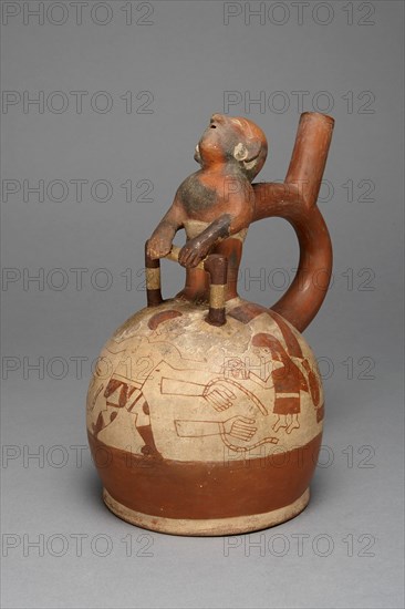 Vessel Depicting a Sacrifice with a Molded Captive Attached to the Spout, 100 B.C./A.D. 500. Creator: Unknown.