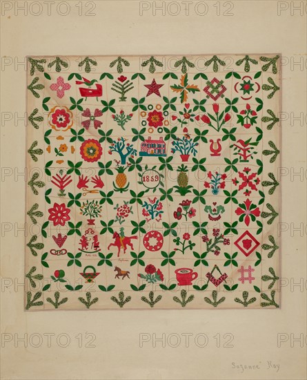 Applique Quilt, 1938. Creator: Suzanne Roy.