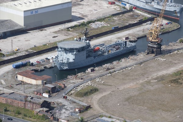 A ship in dock at West Float, Birkenhead, Wirral, 2015. Creator: Historic England.