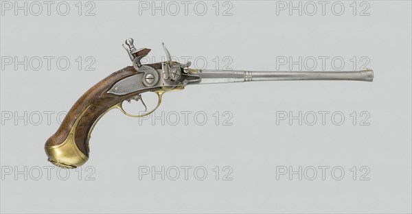 Flintlock Magazine Pistol (Lorenzoni System), Germany, About 1690. Creator:  August Wetschgin.