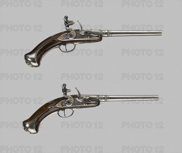 Flintlock Turn-Off Holster Pistol (One of a Pair), Germany, 1680/90 and 1732. Creator: Domenico Bonomino.