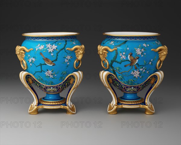 Pair of Jardinieres, Stoke-on-Trent, 1874. Creator: Minton.