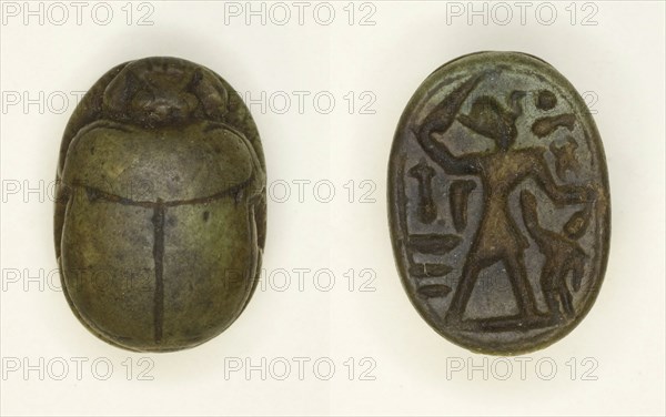 Scarab: Menkheperra (Thutmose III), Egypt, New Kingdom, Dynasty 18, Reign of Thutmose III... Creator: Unknown.