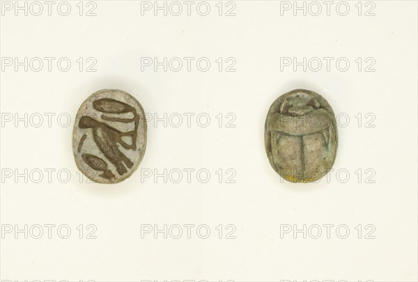 Scarab: Cobra, m-owl, and sign (“sDm” ?), Egypt, New Kingdom-Late Period, Dynasties 18-30... Creator: Unknown.