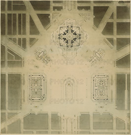 Civic Center, Plan of Chicago, Chicago, Illinois, Site Plan, 1909. Creator: Daniel Burnham.