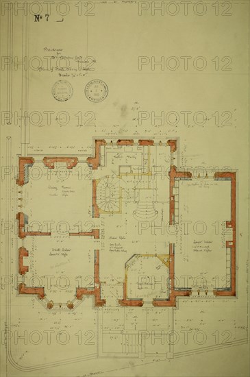 William Borden Residence, Chicago, Illinois, First Floor Plan, 1886. Creator: Richard Morris Hunt.