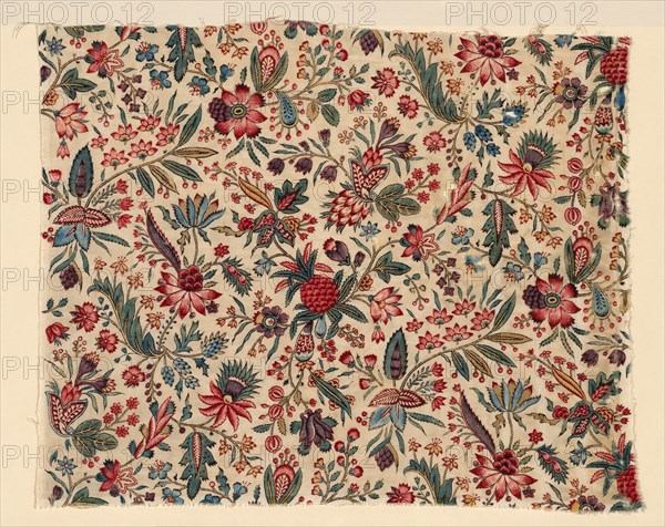 Fragment (Furnishing Fabric), France, 1775/1800. Floral print with pineapples.