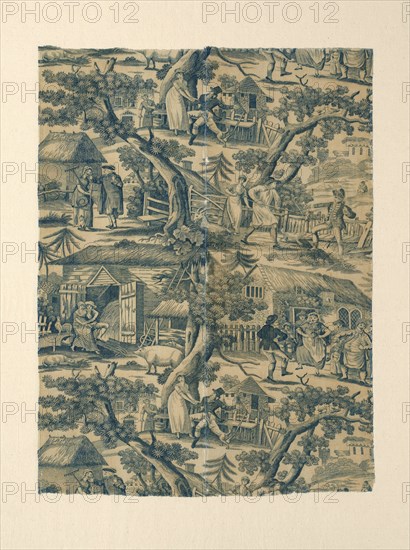 Fragment (Furnishing Fabric), Manchester, c. 1820. Rural scenes. Manufactured for John Marshall.