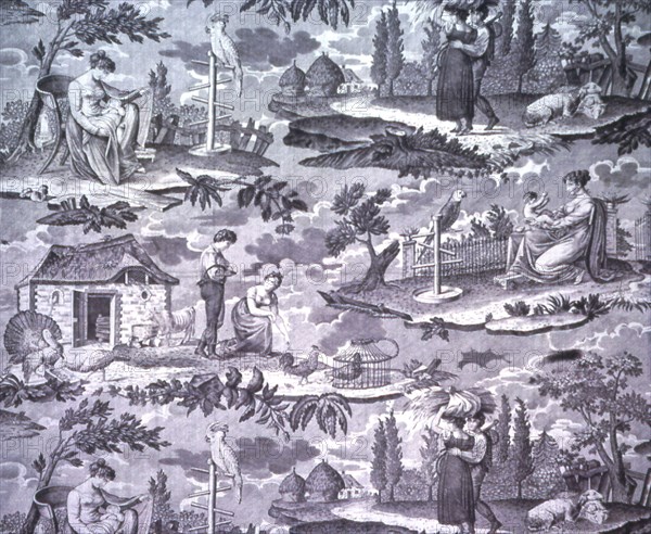 Le Kakatoès (The Cockatoo) (Furnishing Fabric), Nantes, c. 1815. Designed by Francois Pieters, possibly made by Favre-Petitpierre et Cie.