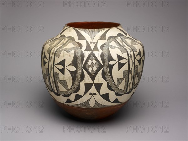 Black-and-White Storage Jar with Abstract Geometric Motifs, 1890s.