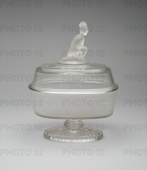 Westward Ho!/Pioneer pattern covered compote, c. 1876.