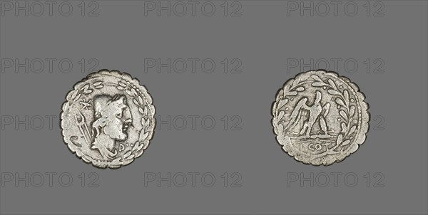 Denarius Serratus (Coin) Depicting the God Vulcan, 105 BCE.