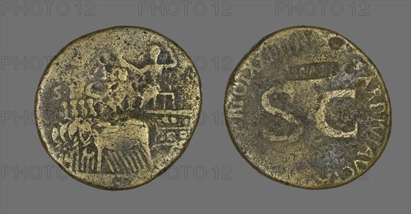 Sestertius (Coin) Depicting an Elephant Quadriga, 34-35.