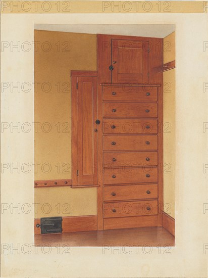 Built-in Cupboard and Drawers, c. 1937.