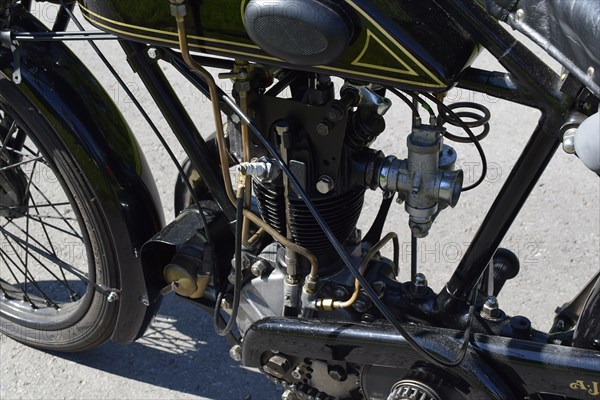 Engine of a 1927 AJS Big Port motorcycle. Creator: Unknown.