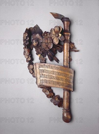 Overmantel and Cornice from Great House in Cassiobury Park, Hertfordshire, England, c. 1685. Creator: Grinling Gibbons.