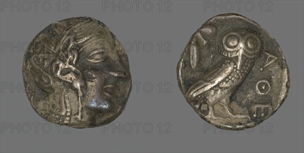 Tetradrachm (Coin) Depicting the Goddess Athena, 490-322 BCE. Creator: Unknown.