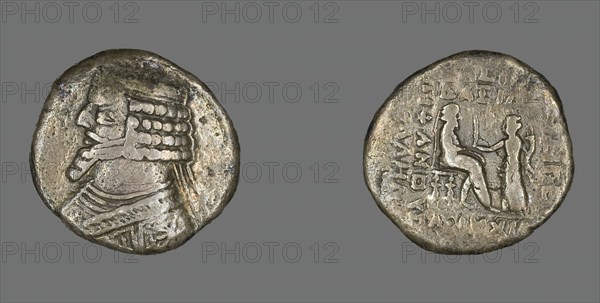 Tetradrachm (Coin) Portraying King Phraates IV, 38-3 BCE. Creator: Unknown.