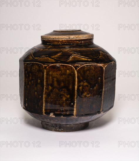 Faceted and Covered Jar, Korea, Joseon dynasty (1392-1910), 19th century. Creator: Unknown.