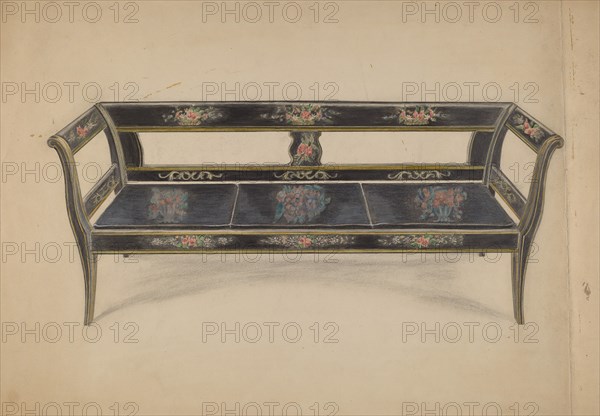 Black Painted Settee, c. 1936. Creator: Ella Josephine Sterling.