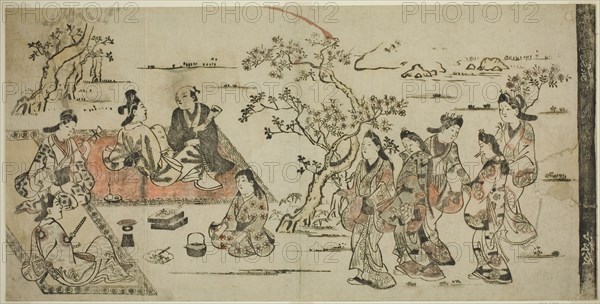 Flower Viewing, 1711 (reprint of 17th century work). Attributed to Hishikawa Moronobu.