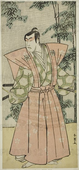 The Actor Matsumoto Koshiro IV as Hatakeyama Shigetada Disguised as Honjo Soheiji (?) in the Play Edo no Fuji Wakayagi Soga (?), Performed at the Nakamura Theater (?) in the First Month, 1789 (?), c. 1789.