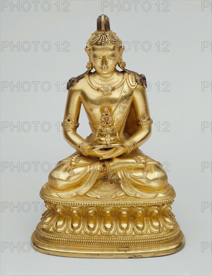 Buddha Amitayus Holding a Vase of Longevity (Kalasa), Mongolia, 18th century.