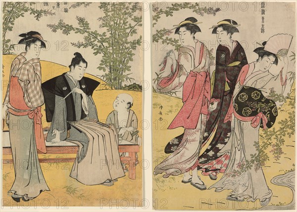 An outing at Hagidera, from the series "A Brocade of Eastern Manners (Fuzoku Azuma no nishiki)", c. 1783/84.