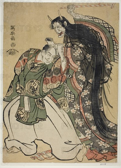 Demon Woman Beating a Samurai, 1794.