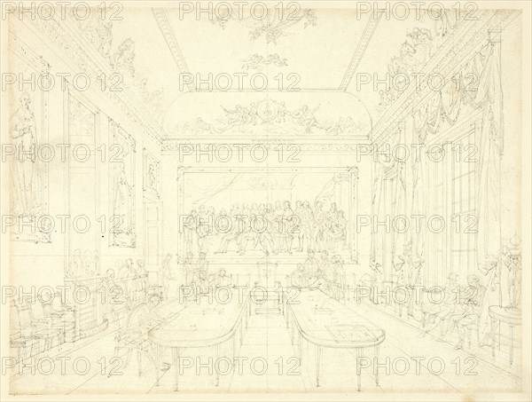 Study for Trinity House, from Microcosm of London (recto); Architectural Sketch of Row House Facades (verso), c. 1809.