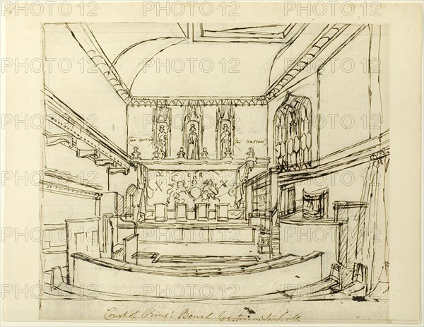 Study for Court of King's Bench, Westminster Hall, from Microcosm of London, c. 1808.