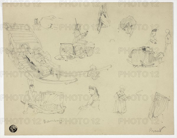 Sketches of Figures, Sleds at Bambarg, n.d.