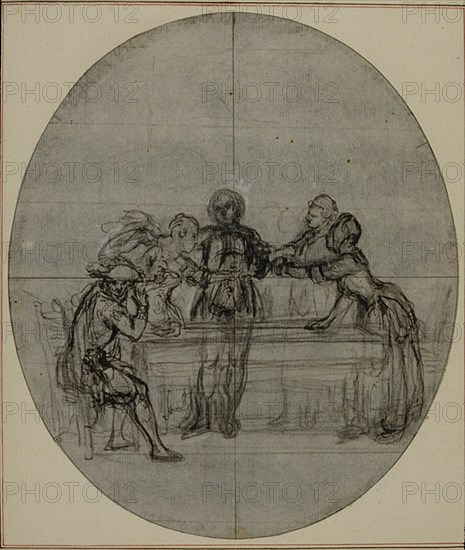 Study for a second edition, never published, of Colle's "La Partie de Chasse de Henri IV", Act III, Scene 10, before 1766.