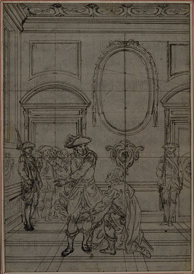 Study for a second edition, never published, of Colle's "La Partie de Chasse de Henri IV", Act I, Scene 6, before 1766.