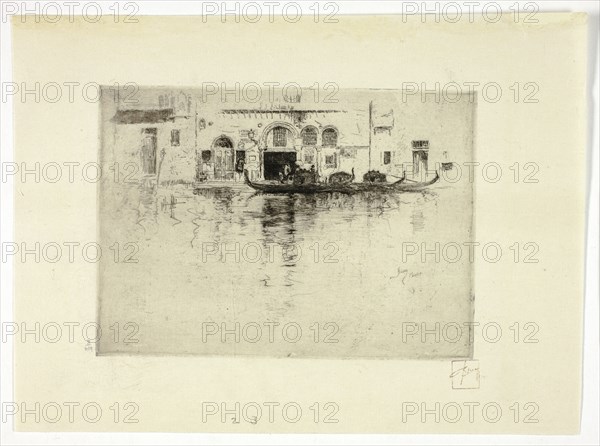 Gondolas and Venetian Palace, c. 1880.