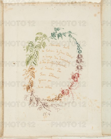 Title Page, from New Suite of Notebooks of Ideal Flowers for Use by Draftsmen and Painters, c. 1795. Creator: Anne Allen.