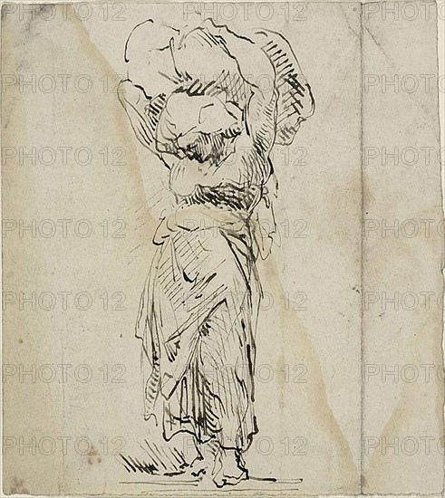 Standing Female Figure Carrying a Large Bundle, n.d. Creator: Jean-Baptiste Carpeaux.