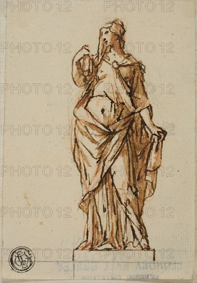 Project for a Statue: Woman Holding Book with Right Hand, n.d. Creators: John Michael Rysbrack, Sir James Thornhill.