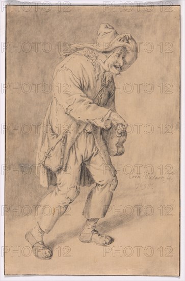 Hurdy-Gurdy Player, 1695. Creator: Cornelis Dusart.