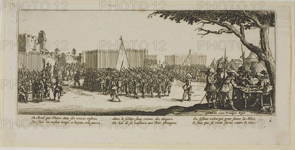 Recruitment of Troops, plate two from The Large Miseries of War, n.d. Creator: Gerard van Schagen.